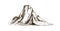 Mountain top or summit hand drawn with contour lines on white background. Elegant vintage drawing of rocky cliff or