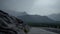 Mountain tops drenched in rain.