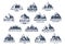 Mountain tourism and sport vector icons set