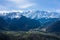 The mountain town of Les Houches in the Mont Blanc massif in Europe, France, the Alps, towards Chamonix, in spring, on a sunny day