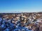 The mountain town of Schneeberg from the air in winter