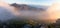 Mountain trail Pico do Arieiro, Madeira Island, Portugal Scenic view of steep and beautiful mountains during sunrise.