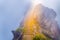 Mountain trail at Pico do Arieiro to Pico Ruivo, above the clouds on a sunny bright, Madeira, Portugal