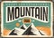 Mountain trail retro sign board