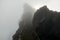 Mountain trail stairs in a fog leading to heaven, Pico do Areeiro, Madeira, Portugal