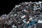 Mountain of trash on a black background