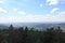 Mountain and tree panorama view seen from Forest treetop path (Waldwipfelweg) in Bavarian Forest, Germany