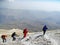 Mountain trekkers trekking on south face of Damavand