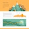 Mountain trekking, hiking, climbing and camping concept. Hiking