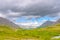 Mountain tundra with mosses and rocks covered with lichens, Hibiny mountains above the Arctic circle, Kola peninsula, Murmansk