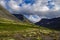 Mountain tundra with mosses and rocks covered with lichens, Hibiny mountains above the Arctic circle, Kola peninsula, Russia.