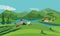 Mountain valley lake scenic view landscape poster