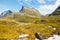 Mountain valley landscape next to Trollstigen, Norway