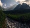 Mountain valley at sunrise