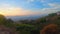 Mountain valley during sunrise. Natural summer landscape