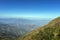 Mountain view Andes and Aconcagua vegetation on clear day in La Campana National park in central Chile