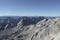 Mountain view of famous climbing route Jubilaumsgrat to Zugspitze mountain, Germany