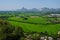 Mountain view point rice farm Ratchaburi Thailand