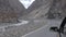 Mountain View, River view from car to the Moonlandt iN a cloudy noon. Drive inLeh, Ladakh