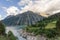 Mountain view of Schlegeisspeicher reservoir in Zilltergal Austria