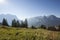 Mountain view Zugspitze and Ehrwalder Sonnenspitz mountains, Tyrol, Austria