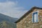 Mountain Village house, blue frame windows