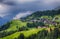 Mountain village with house in Dolomites