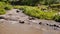 The mountain volcanic river originating from the Mayon volcano. Legazpi. Philippines. Shooting in motion.