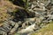 Mountain waterfall in the Elan valley of Powys, Wales.