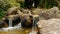 Mountain waterfall in japanese art garden