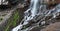 mountain waterwall. Mountain landscape with waterfall. natural background, trekking, mountain walks, healthy and active lifestyle