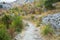 Mountain winding Hiking trail, closeup