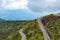 Mountain windy road. Infrastructure in Japan