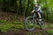 Mountainbiker driving on a singletrail