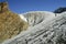 Mountaineer ascending a glacier.