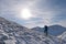 Mountaineer climbs a mountain in Steiermark, Austria.