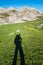 Mountaineer shadow in Picos de Europa mountains