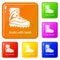 Mountaineer shoes icons set vector color