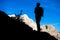 Mountaineer silhouette on the slope of the Prisank mountain