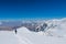 Mountaineer on the snow of mountain glacier in Himalaya summit ascent