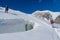 Mountaineer on the snow of mountain glacier in Himalaya summit ascent