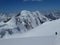 Mountaineer walking on pristine glacier