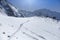 Mountaineering ascending in French Alps. Tete Rousse and Mount Mont Blanc, France