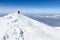 Mountaineering ascending to the top of mount Mont Blanc in French Alps