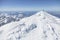 Mountaineering ascending to the top of mount Mont Blanc in French Alps. Chamonix, France