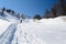 Mountaineering in fresh snow