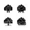 Mountaineering in Nepal black glyph icons set on white space