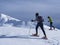 Mountaineering scene in the alps during winter