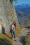 Mountaineering woman, hiking path garmisch