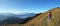 Mountaineering woman, view over bavarian alp